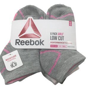 6 Pack Reebok Girl's Low Cut Socks Gray/White/Black Size Small Shoe 4-8 New